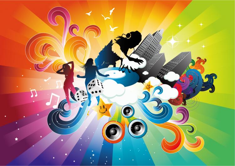 free vector The trend of color vector theme music poster